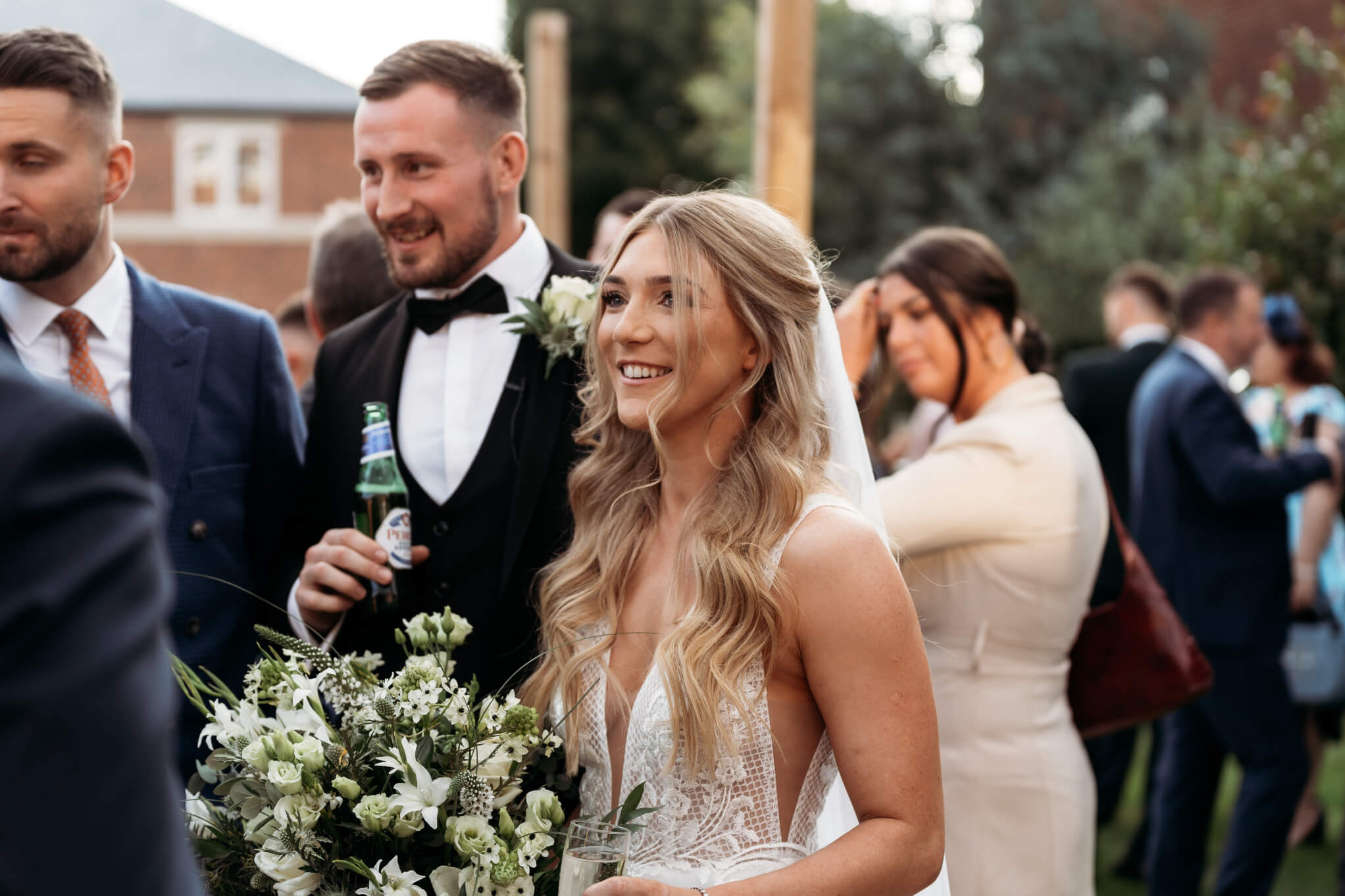 Bride and groom at their wedding reception at St Johns House in Lichfield