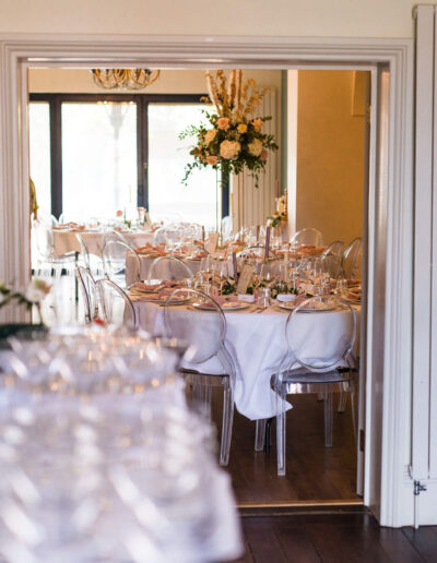 Wedding tables decorated at St Johns House in Lichfield