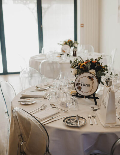 Tables set up with decorations at St Johns House in Lichfield