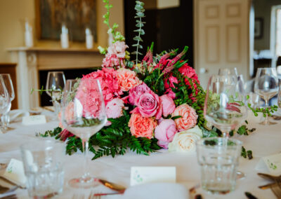 Flowers on the tables at St Johns House in Lichfield