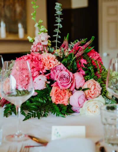 Flowers on the tables at St Johns House in Lichfield