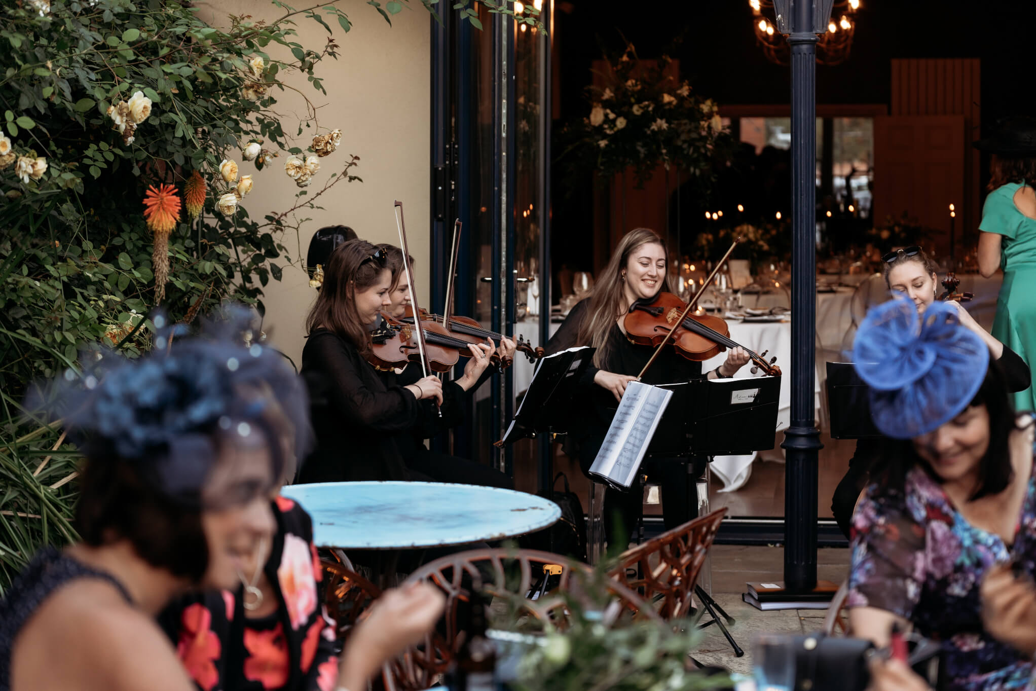 String quartet playing in the garden at St Johns House in Lichfield