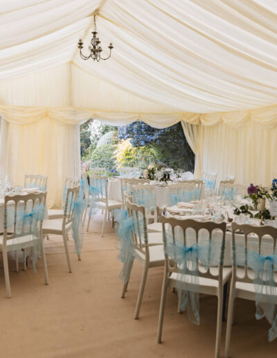 Tables set up in Marquee at St Johns House in Lichfield